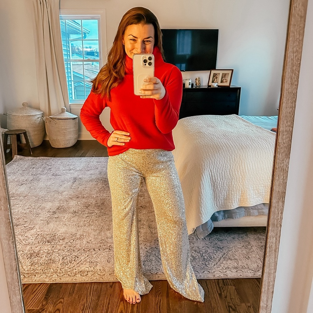 Aakaa sequin wide leg pants size Medium — perfect for the holidays.